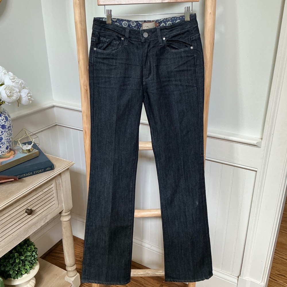Paige Premium Denim Rising Glen High Waist Bootcut Jeans‎ Dark Wash Indigo 28